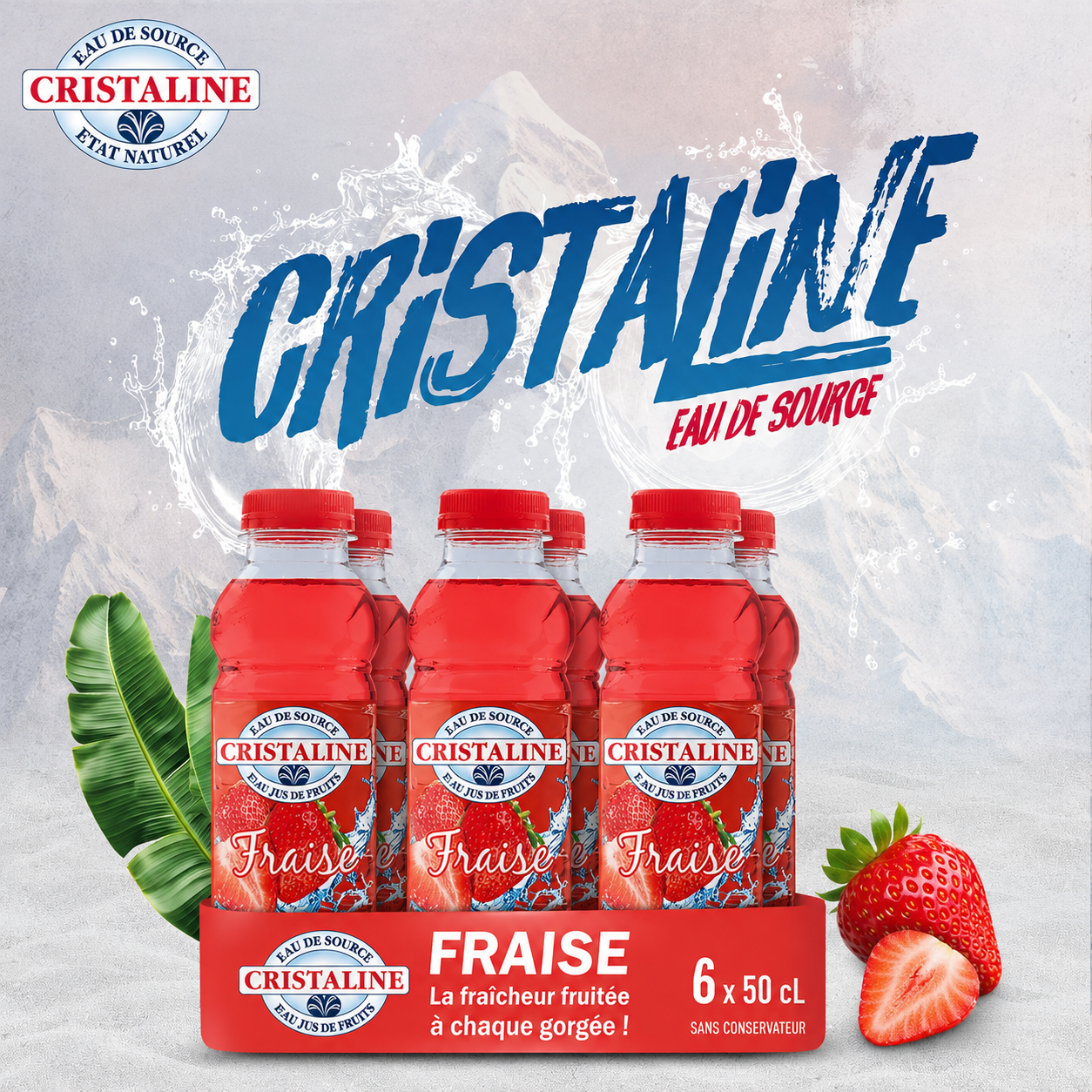 Cristaline Fraise 0.50cl x6