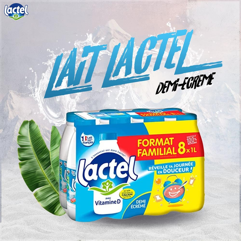 Lait Lactel 1L x8